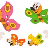 DoDo houten decoratie vlindertjes en bloemetjes, set van 6 stuks