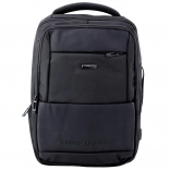 City backpack with USB and chest strap black 26L