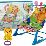 2-in-1 rocking lounger and chair, blue with little tiger, sounds and vibrations