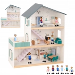 Large wooden dollhouse with figures FSC TOOKY TOY