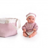 Antonio Juan Mufly realistic baby doll 21 cm with basket