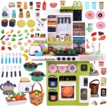 Large interactive kids’ kitchen with lights, sounds, steam and running water, 101-piece set