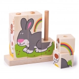 Bigjigs Baby houten stapelblokjes dieren