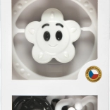 Ensemble de hochets noir et blanc – chaîne pour poussette et hochet étoile/fleur