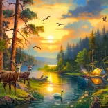 Puzzle 3000 pieces Sunset over a Forest River CASTORLAND