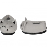 Plush Slippers Grey Cats