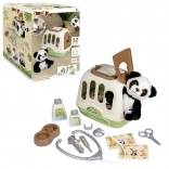 Kinder dierenartsenset 2-in-1 met pluche panda en draagkooi