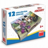trælicensklodser Mickey Mouse – 12 klodser
