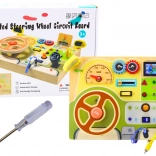 Wooden sensory manipulation board car with LED lights