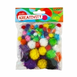 Pompony se třpytkami mix velikostí