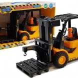 Carrello elevatore per bambini con forche mobili, luci e suoni – arancione