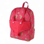 Pink Backpack with Carrier for Doll with Floral Pattern