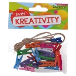 Mini pinces colorées 2,5 cm avec ficelle, 25 pcs