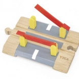 Træjernbaneoverkørsel med bomme på batteri