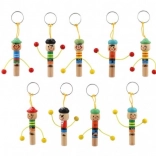 Wooden Figurine Keychain with Whistle 8 cm, assorted types