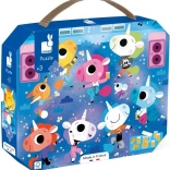 Janod Puzzle in a Suitcase – Unicorns at a Concert, 24 Pieces