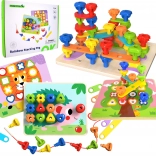 Tooky Toy multifunctional board with colorful screws for learning shapes