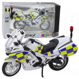 die-cast police motorcycle 1:12 with lights and sounds, white