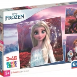 Puzzle 3×48 pieces DISNEY FROZEN – set of square jigsaws