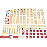 Jeujura wooden construction set for little tinkerers, 70 pieces
