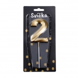 Feestkaars cijfer 2 goud