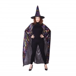 Witch Costume with Cobweb Cloak and Hat for Adults