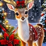 Mosaico di diamante - Renna con fiocco