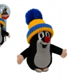 Muldvarpen med blå‑gul hue plysbamse 15 cm