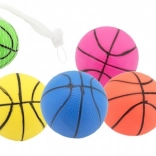 Rubberen basketbalbal 8,5 cm – mix kleuren in netje