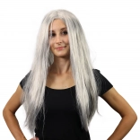 silver witch wig with long hair