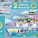 Educa Puzzle Outside, Inside – sightseeing boat 2×100 pieces
