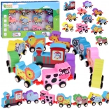 Wooden colorful train with animals