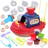 Fishing boat with play dough for children