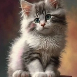 Mosaïque de diamants – chaton sur des livres