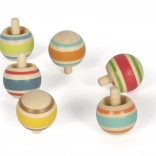 Small foot Wooden Spinning Top with Stripes 1 pc