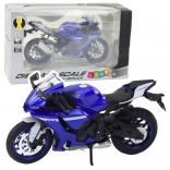 Metallic sports motorcycle blue R1 1:12