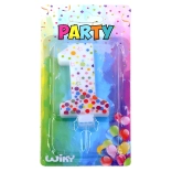 Partykaars cijfer 1 met stippen