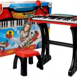 Kids keyboard set with microphone and stool - red