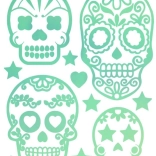 Fluorescerende strijkapplicaties – groot vel met schedelmotieven