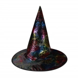 Witch hat with spiderweb print for adults