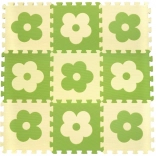 Foam Puzzle Mat Flowers Green-Beige