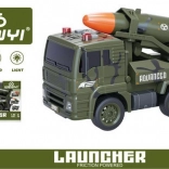 Friction-Powered Military Truck with Rocket, Light and Sound Effects, 19 cm
