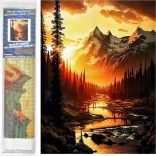 Diamond painting - Bergrivier bij zonsondergang 30x40 cm