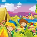 Wooden Puzzle Curious Campers 25 Pieces ART PUZZLE