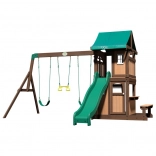 wooden playground BACKYARD DISCOVERY Lakewood with slide, swings and playhouse