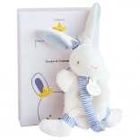 Zestaw prezentowy z króliczkiem i uchwytem na smoczek, niebieski, 15 cm