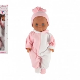 HAMIRO Baby Doll 40 cm with Rigid Body in White-and-Pink Onesie and Pink Cap