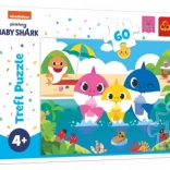 Puzzel Baby Shark – haaienfamilie op vakantie, 60 stukjes (33 × 22 cm)