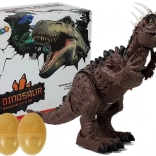 Brown battery-powered dinosaur with lights, sounds, projector and egg-laying