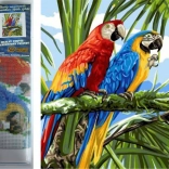 Diamantschilderen papegaaien in takken 30 × 40 cm